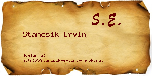Stancsik Ervin névjegykártya